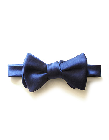 self-tie silk navy bow