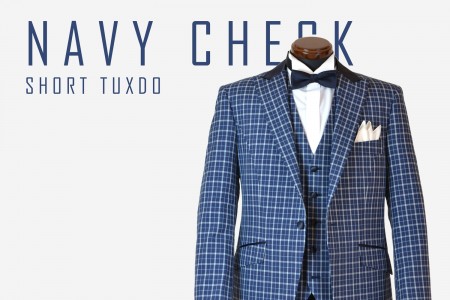 NAVY CHECK SHORT TUXEDO