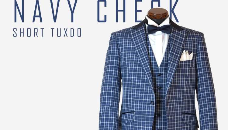 NAVY CHECK SHORT TUXEDO